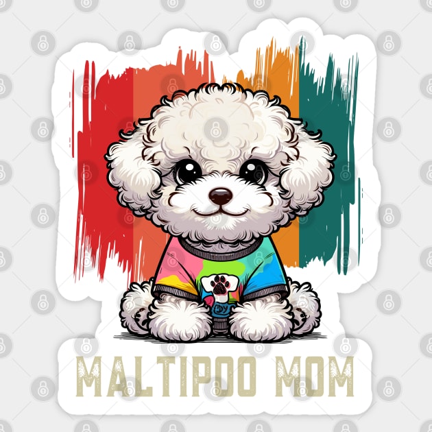Maltipoo Mom Retro Dog Maltipoo Sticker by JessArty